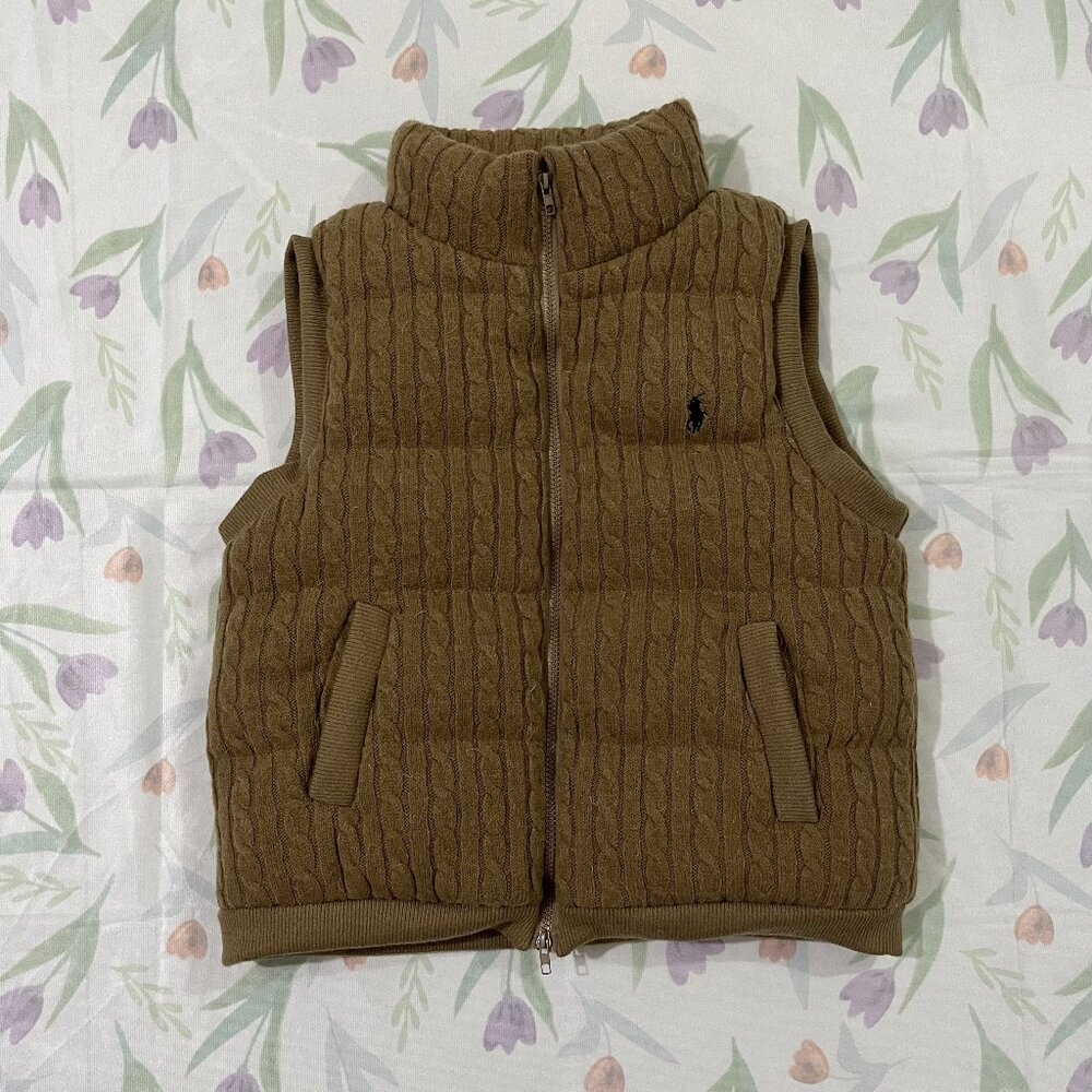Ralph Lauren Cable Knit Down Vest Brown